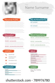 Professional resume cv with design color brush template