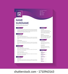 Professional Resume CV With Gradient Color Template Design