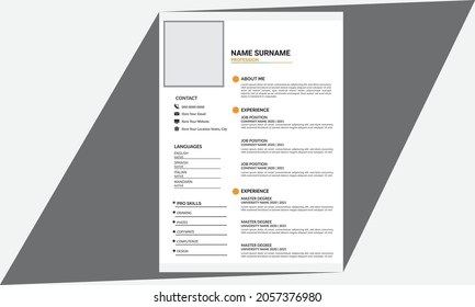Professional Resume Cv Layout with white color  Accents