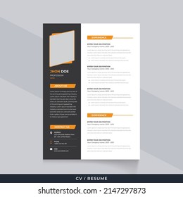 Professional Resume CV Template. Clean Design