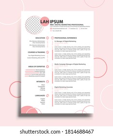 Professional Resume- CV Template Design for MBA  Digital  Marketing candidate.