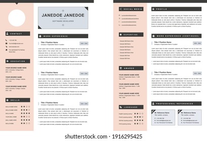 Professional Resume cv Template Layout