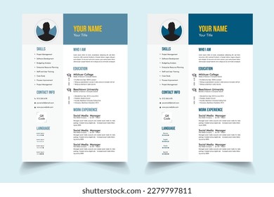 Professional Resume CV Template Layout