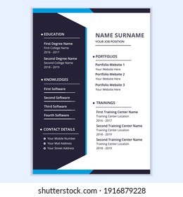 Professional resume or CV template. Luxury creative curriculum vitae design.