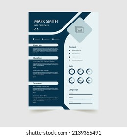 Professional resume cv template with nice typography design free vector