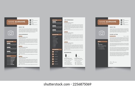 Professional Resume Cv Template, Vector design Resume Layout with Dark Sidebar