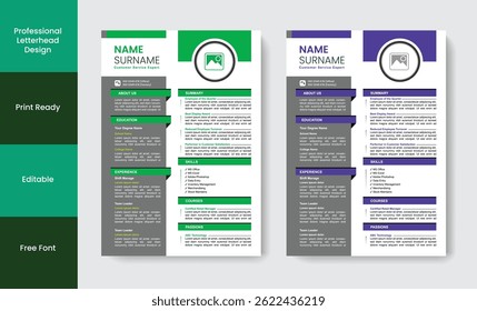 Professional resume design template concept