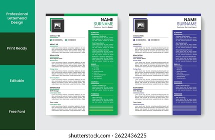 Concepto de Plantilla de diseño de currículum Profesional