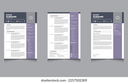 Professional Resume Layout with Cover Letter Design CV Templates