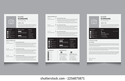 Professional Resume Layout, Vector design Cv template with Dark 