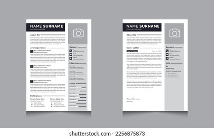 Professional Resume Layout, Vector design Cv template with Dark 