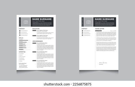 Professional Resume Layout, Vector design Cv template with Dark 