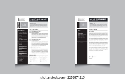 Professional Resume Template, Cv or Jobs Vector Resumes design 
Black Sidebar