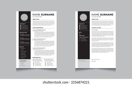 Professional Resume Template, Cv or Jobs Vector Resumes design 
Black Sidebar