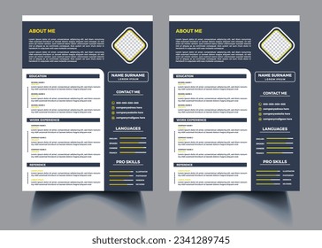 Professional Resume Template, Cv or Jobs Vector Resumes design Black Sidebar