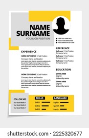 Professional resume template design. Business layout vector for job applications 