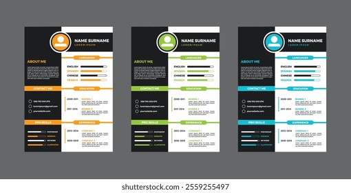 Professional Resume Template set, Creative Resume Template.