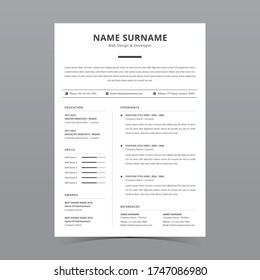 Professional Resume Template Vector Design