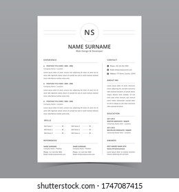 Professional Resume Template Vector Design