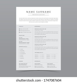 Professional Resume Template Vector Design