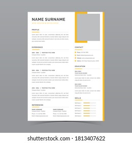 Professional Resume Template Vector Design