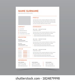 Professional Resume Template Vector Design