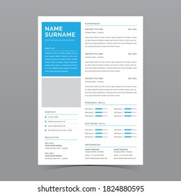 Professional Resume Template Vector Design