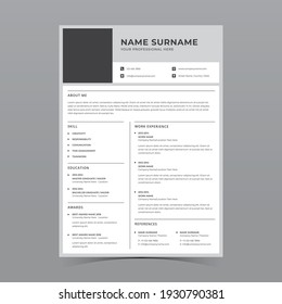Professional Resume Template Vector Design
