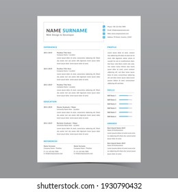 Professional Resume Template Vector Design