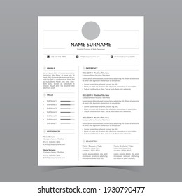 Professional Resume Template Vector Design