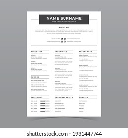 Professional Resume Template Vector Design