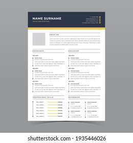 Professional Resume Template Vector Design