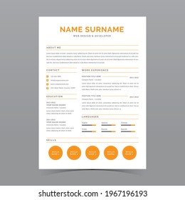 Professional Resume Template Vector Design
