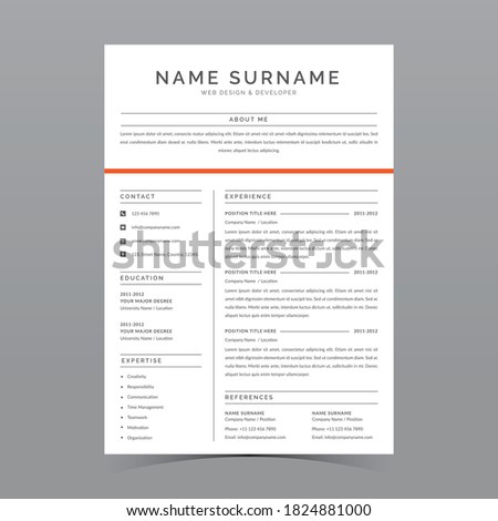 Professional Resume Template Vector Design
