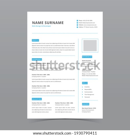 Professional Resume Template Vector Design