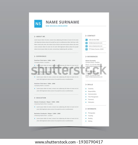 Professional Resume Template Vector Design