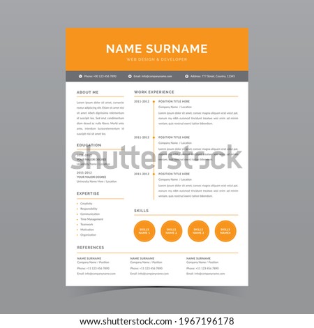 Professional Resume Template Vector Design