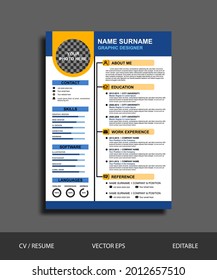 Professional Resume Template Vector. Minimalist and elegant design