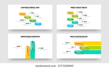 Profesional Revisión Cuatro Cinco Dos Tres Paso Diagrama Presentación Plantilla Ilustración vectorial Colección. Introducción creativa 4 5 2 3 Paquete de diseño de presentación de diapositivas de infografía de opciones.