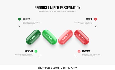 Professional Review Presentation Layout Vector Illustration. Business Solution 4 Step Infographic Slideshow Template. Creative Overview Four Option Diagram Slide Design.