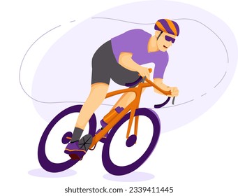 Professional Rider Riding An Extremely Fast Cycle Illustration