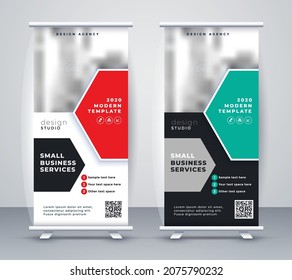 Professional roll up banner and modern template graphic illustration design.