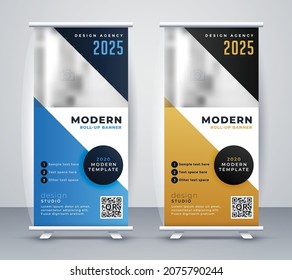 Professional roll up banner and modern template graphic illustration design.