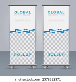 plantilla de banner de resumen profesional con formas azules