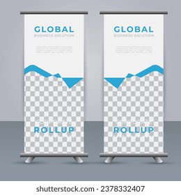 plantilla de banner de resumen profesional con formas azules