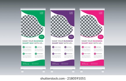 Professionelle Roll-Up-Banner-Vorlage, vertikal, abstrakt, ziehen, x-Stand, Werbung