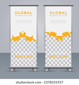 professional Roll up banner template with Yellow  shapes