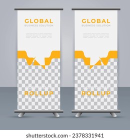 professional Roll up banner template with Yellow  shapes