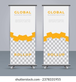 professional Roll up banner template with Yellow  shapes