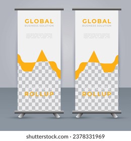 professional Roll up banner template with Yellow  shapes